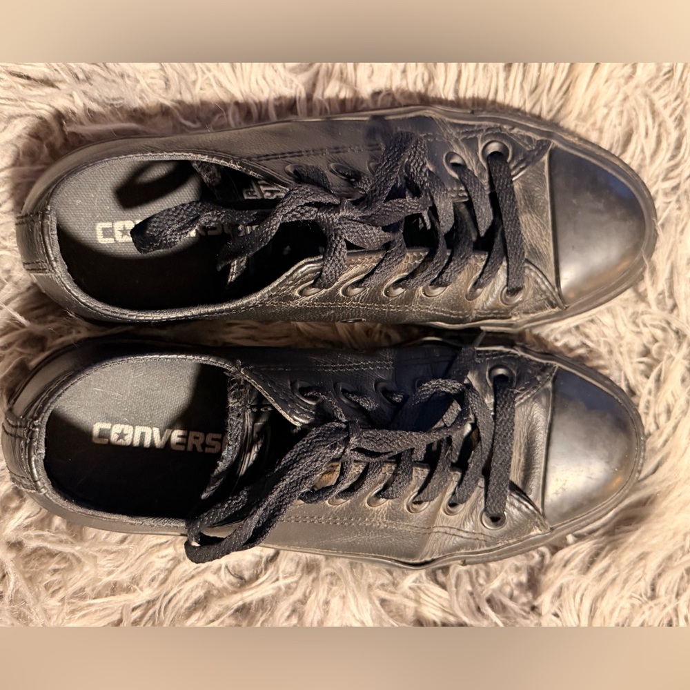 Woman’s Converse Black Leather Low Top Sneakers